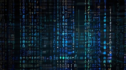digital binary data on computer screen background