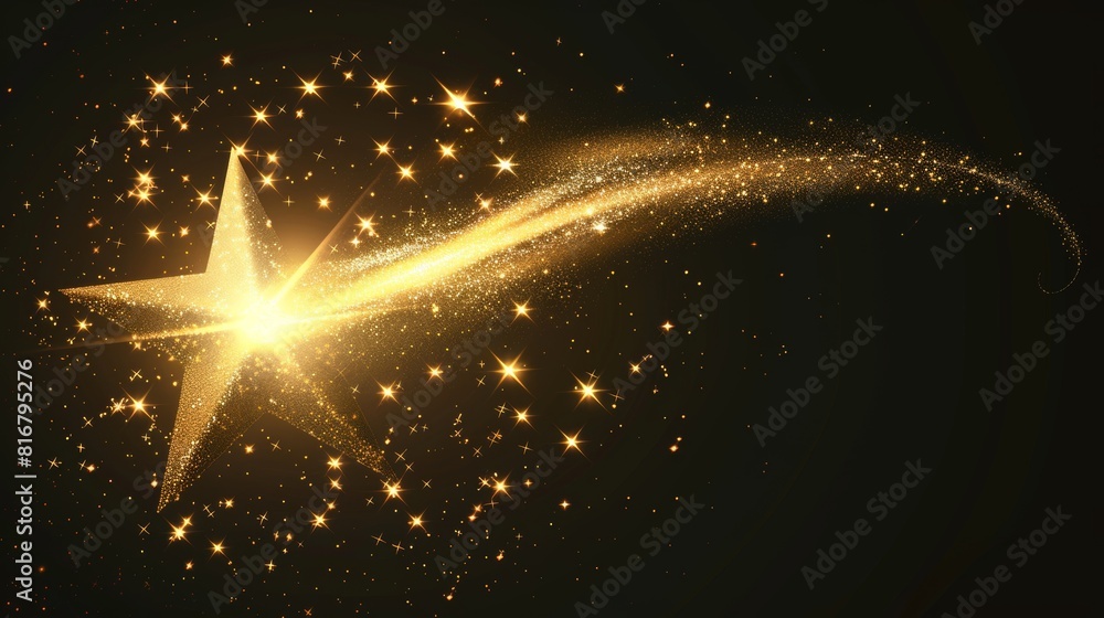 Aufkleber the design consists of a gold star with a magic curve trail on a transparent background. this is a r