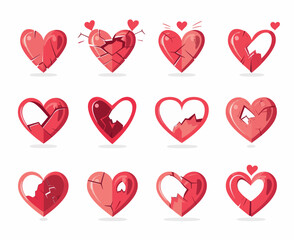 a bunch of broken heart shapes