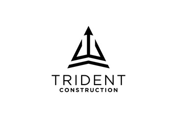 Fototapeta premium Simple vintage poseion trident spear template Logo.