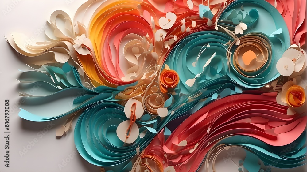 Poster artistic background in music. paper art abstract musical artwork. utilizing generative ai