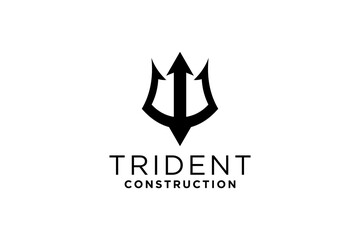 Fototapeta premium Simple vintage poseion trident spear template Logo.