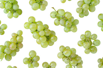 Green Grapes on White Background