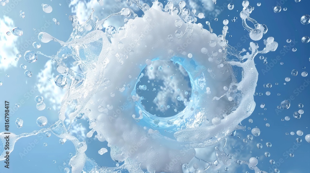 Aufkleber isolated abstract dynamic vortex motion with foam, 3d elements for washing powder design realistic t