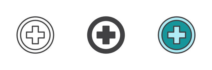 Medical sign different style icon set