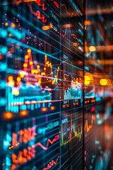 Visualized screens display statistical probabilities of insurance risk models.