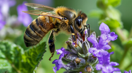 A bee sucking nectar