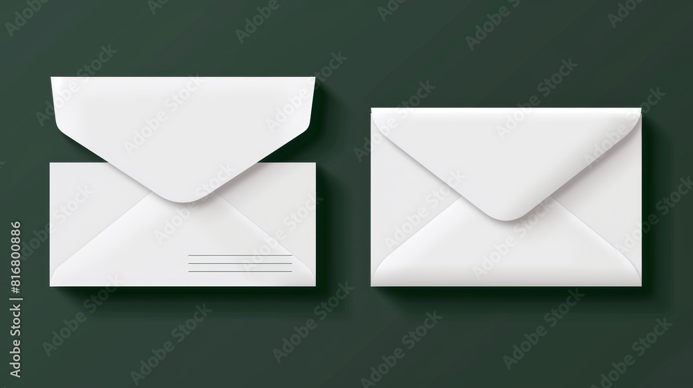 Aufkleber modern mockup of blank closed and open envelopes, letter covers front and back. mockup of paper fold