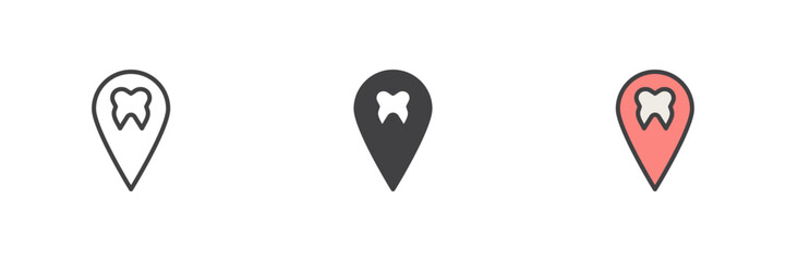 Dental Clinic Location different style icon set