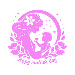 silhouettes of mother with child vector illustration
