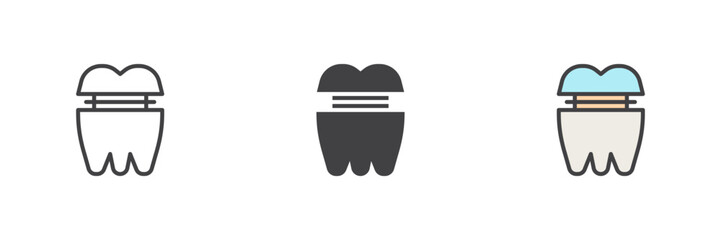 Molar crown different style icon set