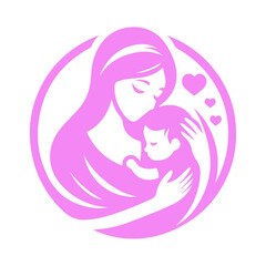 silhouettes of mother with child vector illustration
