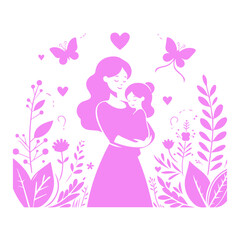 silhouettes of mother with child vector illustration