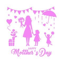 silhouettes of mother with child vector illustration
