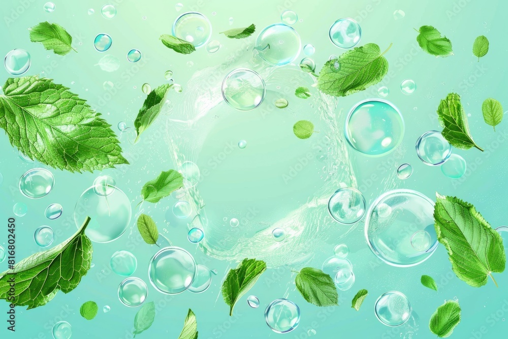 Poster a bunch of soap bubbles floating in the air. suitable for various design projects