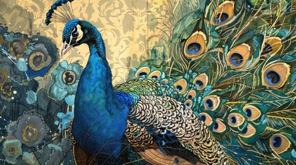 Peacock unveiling its stunning plumage