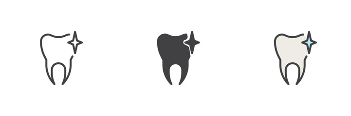 Shiny clean tooth different style icon set