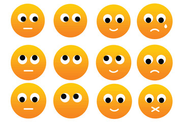 collection of several flat face emoticons