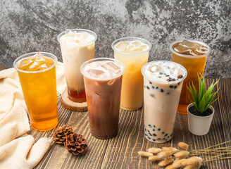 Assorted taiwan iced tea Pearl milk tea, Fresh milk Ovaltine, Alpine green tea, Fresh milk black...