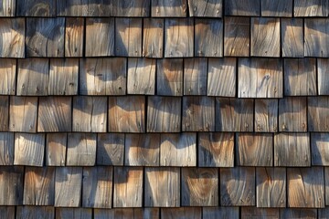Detailed view of a wooden shingled roof, suitable for architectural projects