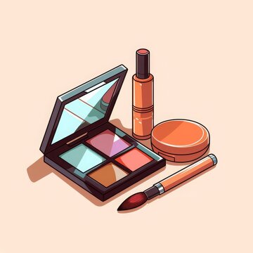 recommend clip art: Simple highend makeup flat design side view beauty products theme cartoon drawing Splitcomplementary color scheme