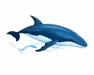 Fototapeta premium Simplified whale silhouette flat design side view marine wildlife theme water color Complementary Color Scheme