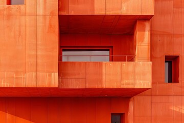 minimalist urban architecture in warm orange tones with ample copy space abstract photography