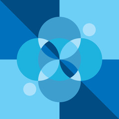 Vector geometric shape seamless pattern in the shade of blue, simple form with modern looks, square composition.