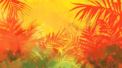 Tropical Sunrise Gradient A tropical sunrise gradient with vibrant hues of fiery oranges tropical yellows and lush greens evoking the vibrant energy and warmth of a sunrise in paradise.