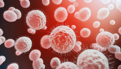 Abstract microscopic virus or bacteria. Microbiology and biology. 3D render. Scientific background