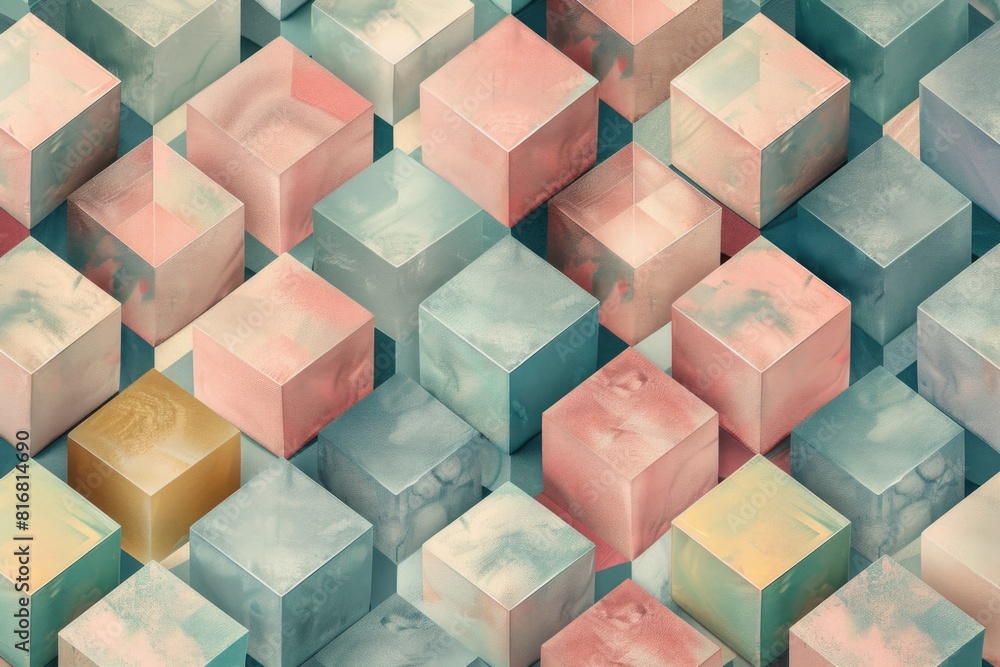 Poster a group of cubes arranged in a stack. suitable for educational and architectural concepts