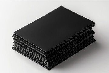 black business card on white , Explore the elegance of simplicity with a stack of sleek black blank business cards, meticulously arranged and isolated against a pristine white background