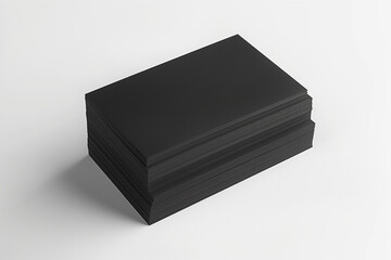 black business card, Explore the elegance of simplicity with a stack of sleek black blank business cards, meticulously arranged and isolated against a pristine white background