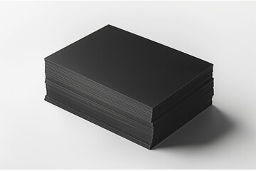 black box isolated on white, Explore the elegance of simplicity with a stack of sleek black blank business cards, meticulously arranged and isolated against a pristine white background