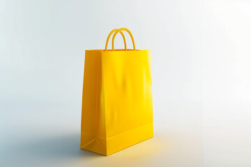 yellow paper bag, Illuminate your brand's presence with a captivating mockup featuring a vibrant yellow paper shopping bag, impeccably isolated against a pristine white background