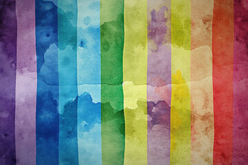 colorful background, Immerse yourself in a world of vibrant color with a captivating watercolor rainbow stripes design delicately painted on a textured paper background