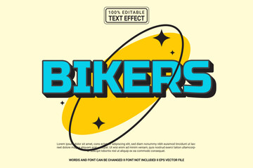 Editable text style effect Bikers theme, modren typography
