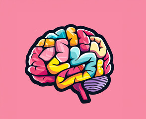 Flat logo of a human brain