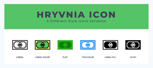 Hryvnia icons set of simple vector illustration.