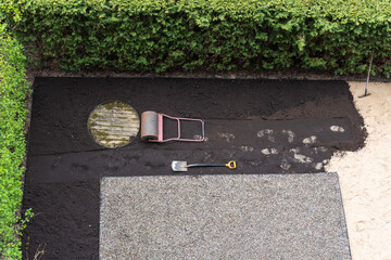 top view of a lawn renovation