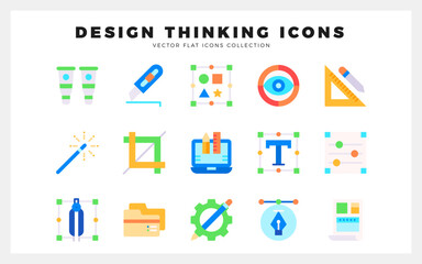15 Design Thinking Flat icon pack. vector illustration.