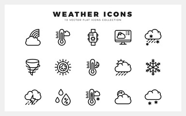15 Weather Lineal icon pack. vector illustration.
