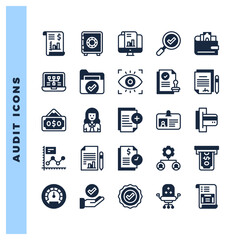 25 Audit Lineal Fill icon pack. vector illustration.