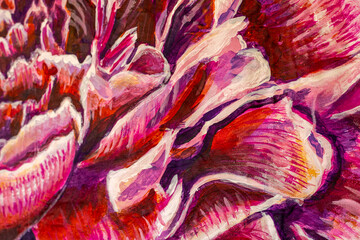 Abstract Pink purple delicate rose peony flower petals close-up minimalism Original watercolors oil painting of flowers, beautiful Pink purple delicate rose flowers close up. 