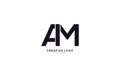 AM FM Abstract initial monogram letter alphabet logo design