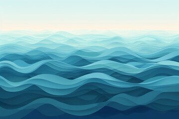 Abstract gradient art of serene blue waves, depicting calm and depth