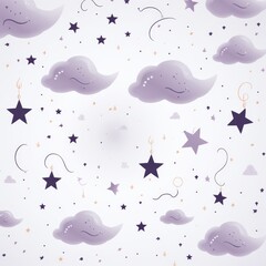 Elegant pastel night stars pattern - high-quality illustration on white background