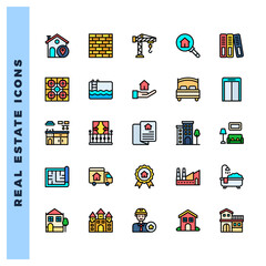 25 Real Estate Lineal Color icons pack. vector illustration.