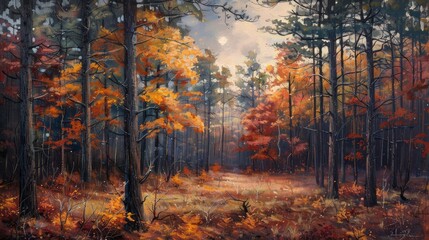 Obraz premium Fall pine forest