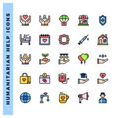 25 Humanitarian Help Lineal Color icons pack. vector illustration.